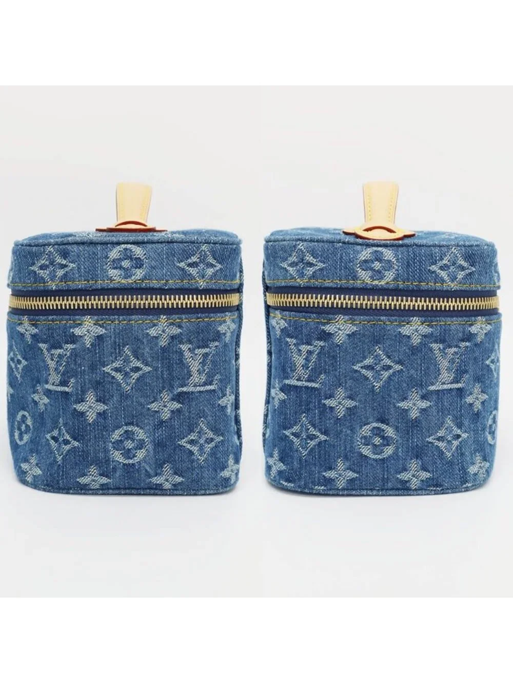 Louis Vuitton Nice Mini Vanity Bag Monogram Denim Leather Blue